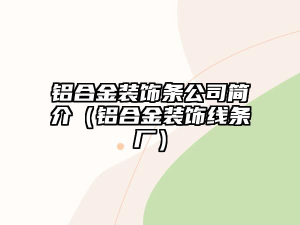 鋁合金裝飾條公司簡介（鋁合金裝飾線條廠）